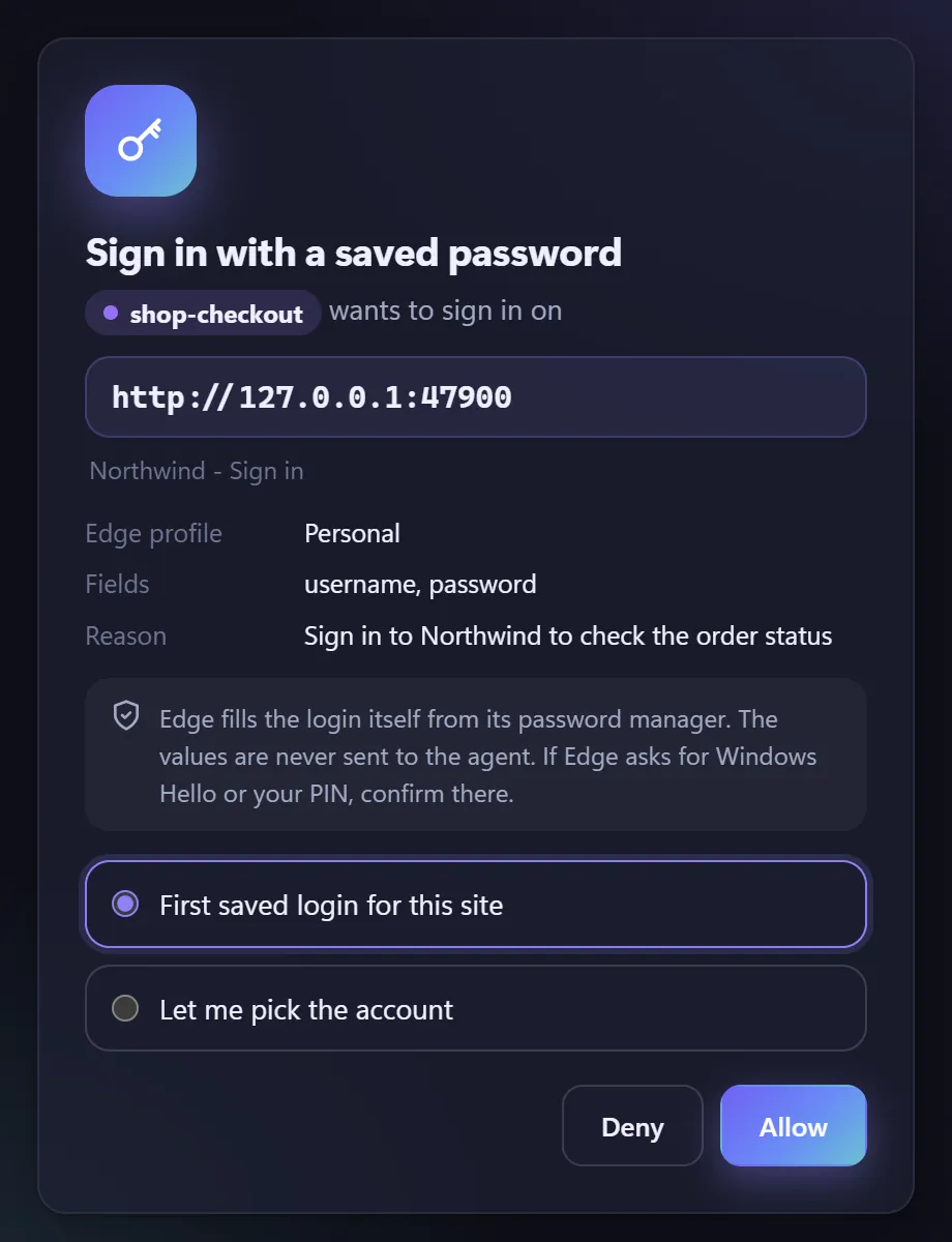 Sign-in approval window